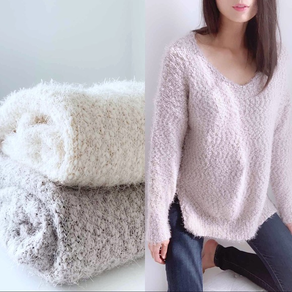 CHICBOMB Sweaters - SOFT EYELASH KNIT  TUNIC SWEATER - DOVE